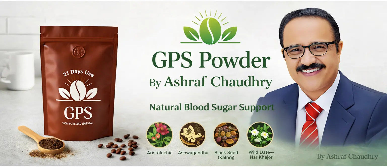 GPS Powder by Ashraf Chaudhry with natural ingredients providing daily blood sugar wellness support